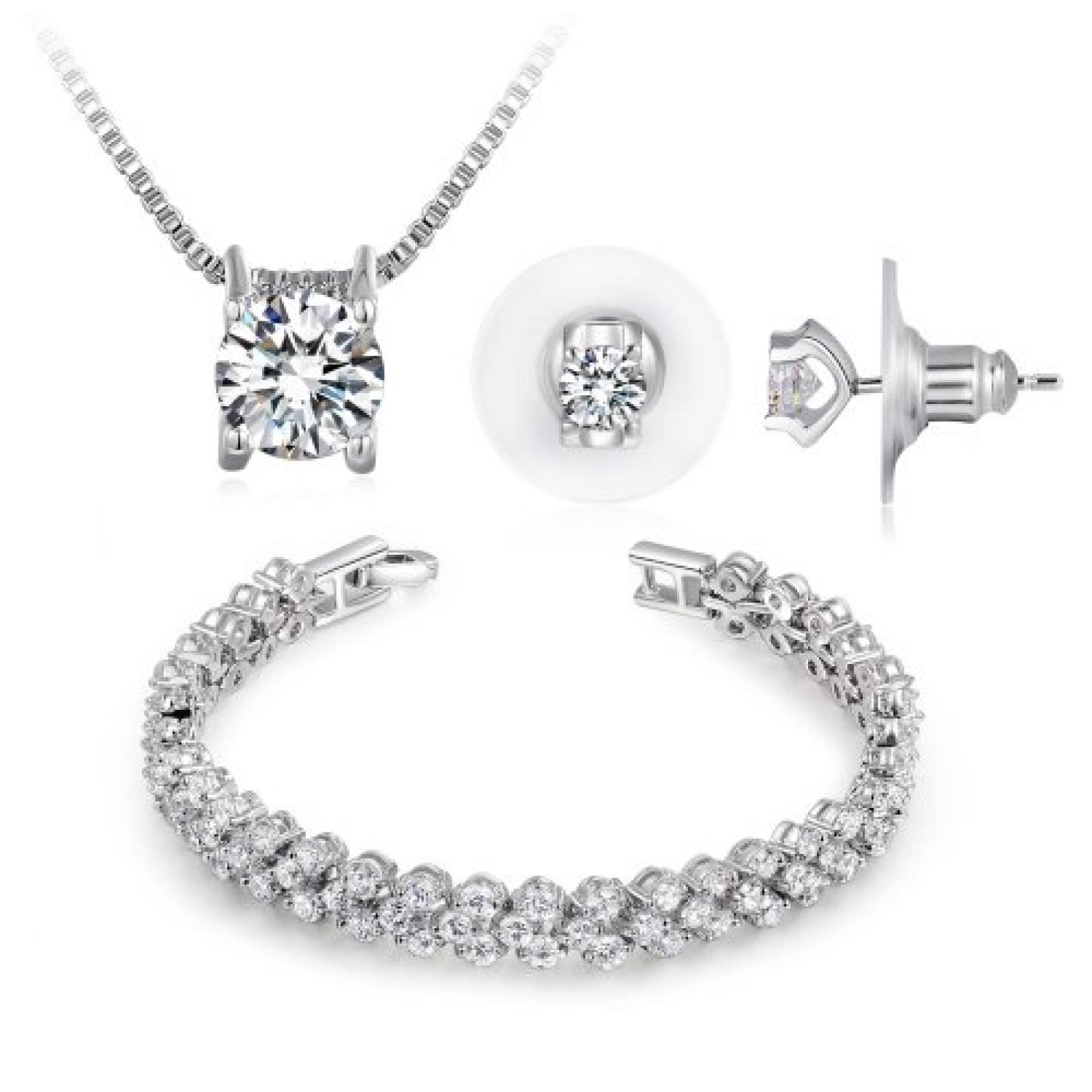 Weihnachtsgeschenk Ninabox® Hochzeit Damen Schmuckset(Kette, Armband, Ohrringe)SWAROVSKI ELEMENTS Kristall Anhänger Geburtstagsgeschenk für Frauen Party Mitzvah Abendkleid "Frozen" Kollektion Weihnachten Geschenk. Spezielles Design für ein perfektes Weihn 